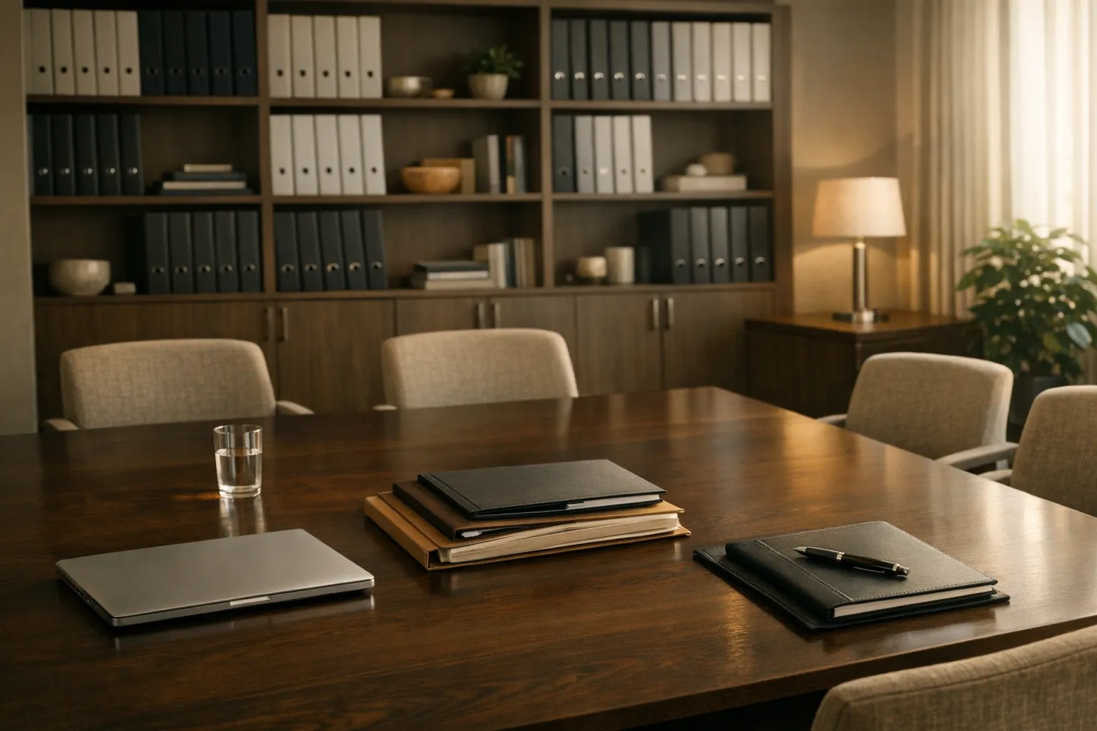 Sala konsultacyjna kancelarii Syndyk Sochaczew z dokumentacją i stanowiskiem pracy